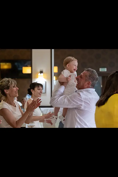 Color wedding photo by Lucas Georgiev. Parents of newlyweds dancing. Place: Lovech, Bulgaria